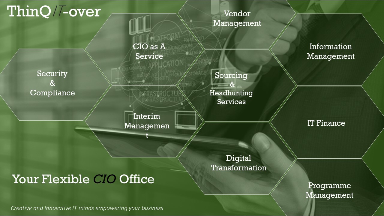 ThinQIT-over: your flexible CIO office. The nine themes are explained below.